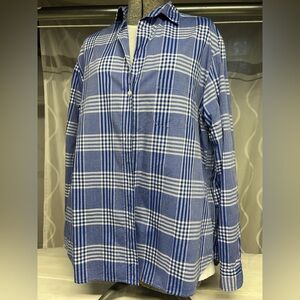 Grayson The Hero Blue White Plaid Lightweight Button Down Shirt Blouse
